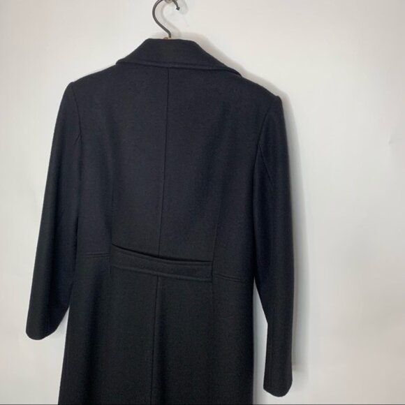 Vintage Black Double Breasted Long Wool Coat Sz M - Picture 3 of 8